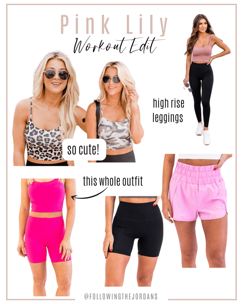 pink lily outfit photos, workout outfit 