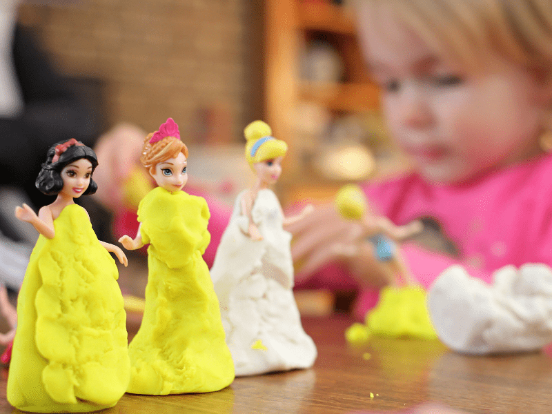 making playdough princesses at Disney world