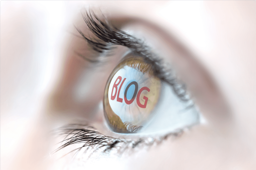 eye with the word blog. getting people to see your blog